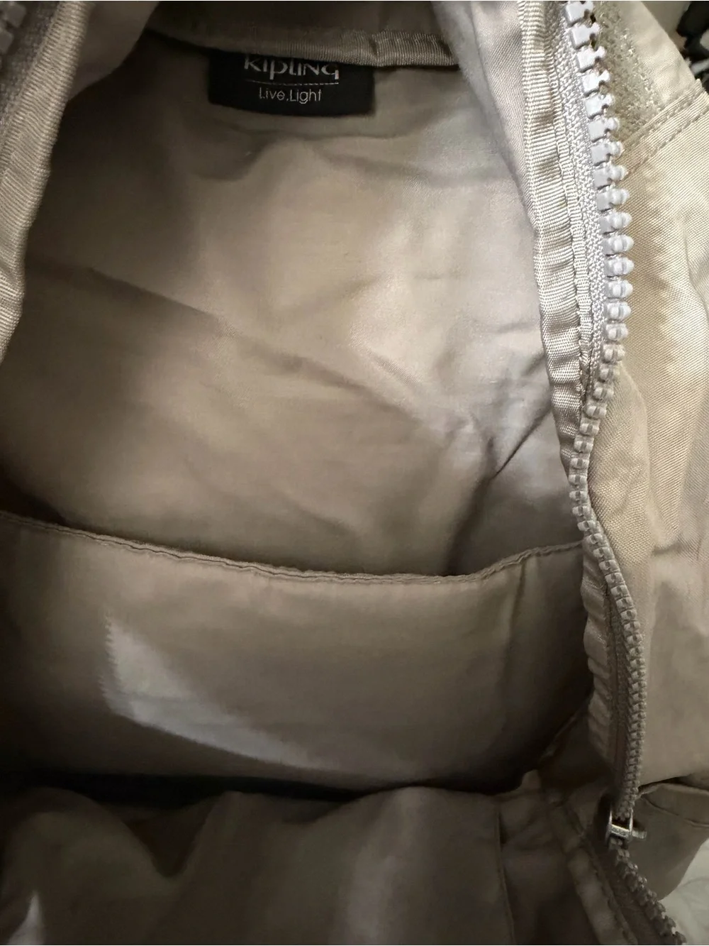 Kipling Light Beige Nylon Backpack with Front Pockets